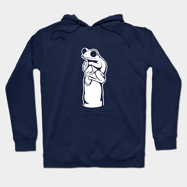 Small frog on a finger. Design for amphibian lovers Hoodie by croquis design